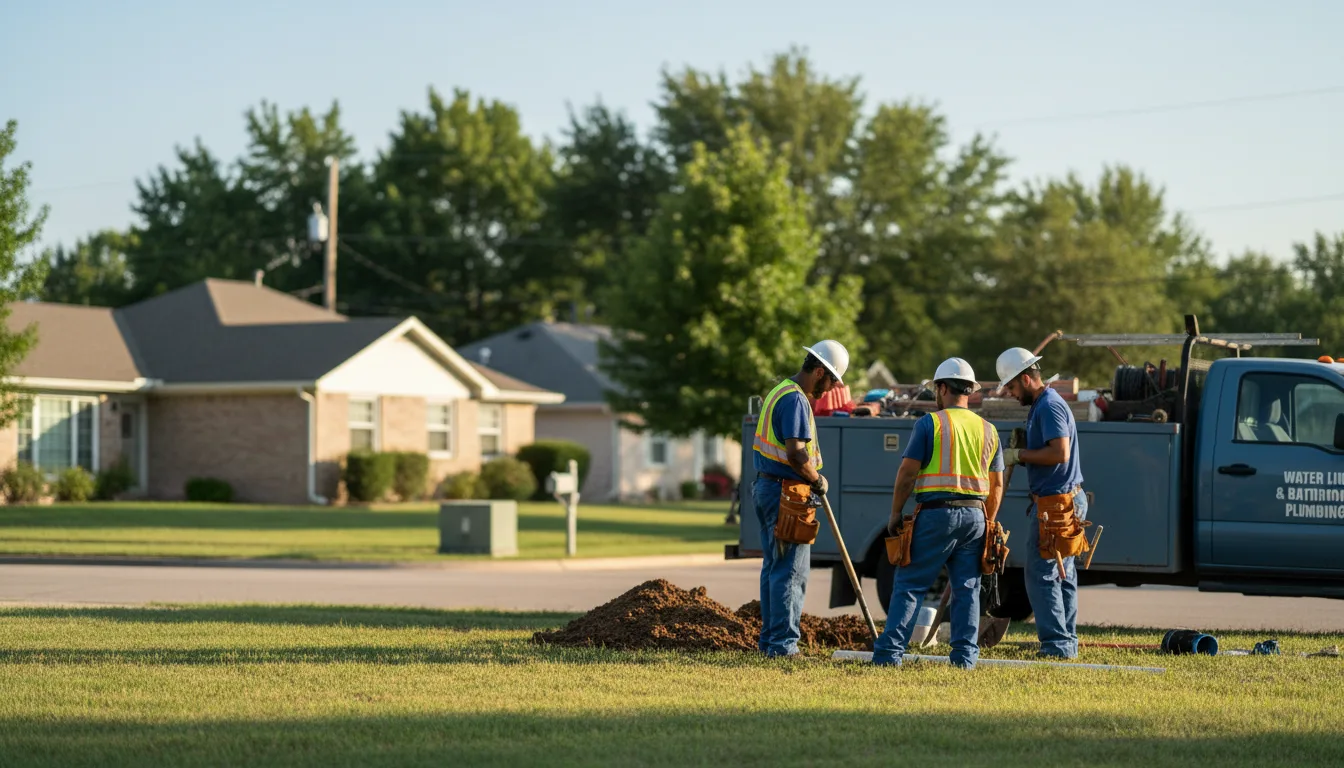 Residential water line and bathroom plumbing service in Fall River, KS
